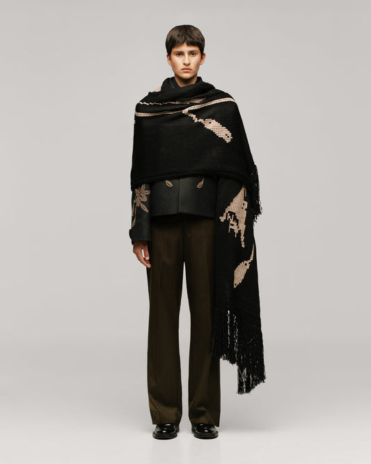 Alirio Black Cross-stitch Handmade Blanket