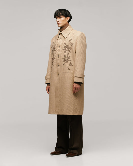 Alirio Cross-stitch Overcoat Beige