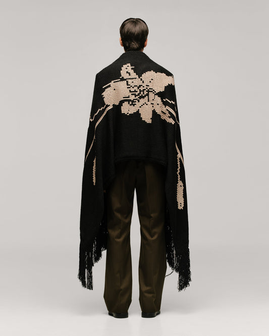 Alirio Black Cross-stitch Handmade Blanket